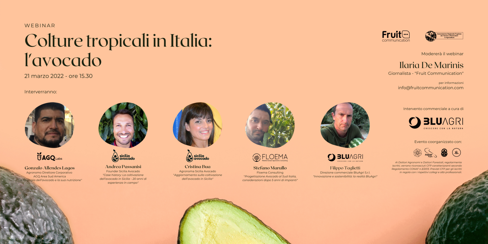 locandina webinar colture tropicali in italia avocado